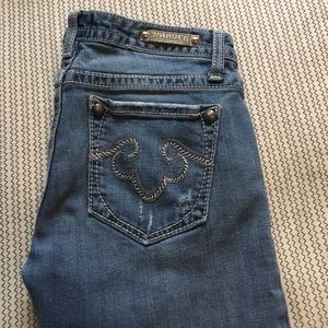 Express REROCK low rise boot cut jeans